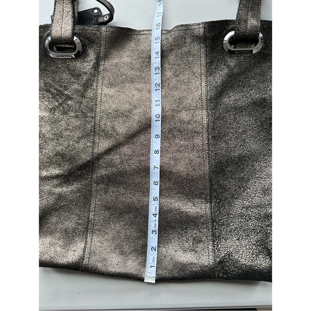 B. Makowsky Metallic Bronze Leather Large Hobo Shoulder Bag with Studded Handle - Picture 15 of 16